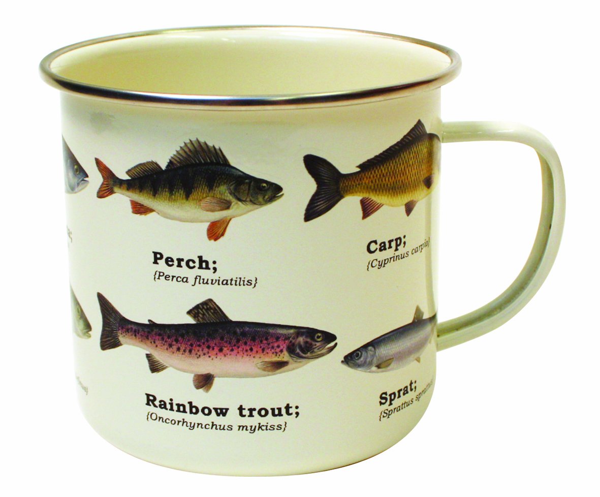 Gift Republic - Ecologie Multi Species Fish Enamel Mug - Beautifully Designed Mug to Suit All Fish Lovers, White โ image 1