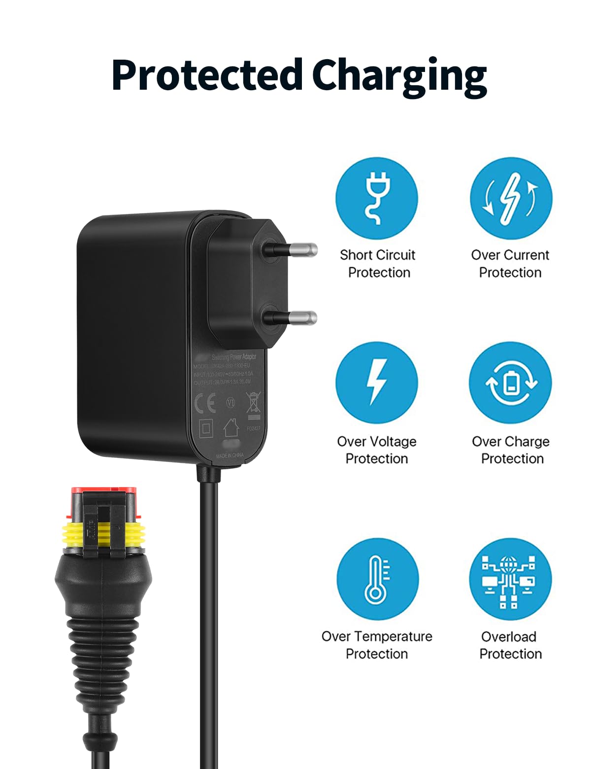 28 V 1,3A Adapter Rasenmäher Netzteil, Kompatibel mit Gardena R50Li, R80Li, R40li, R45Li, R70Li, Sileno City, Sileno Life, Sileno Minimo Rasenmäher, Husqvarna Automower 105, 310, 315, 315X Mähroboter 8