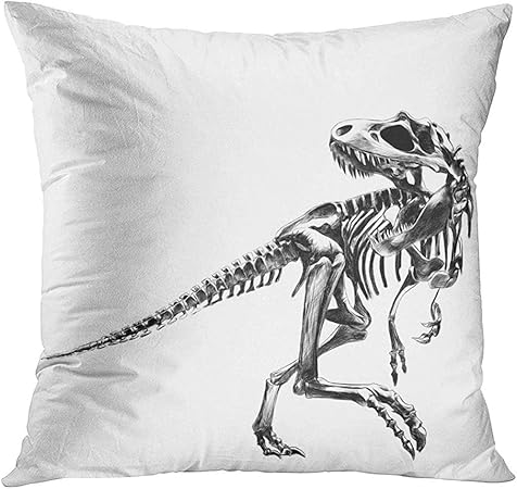 Mjdiy Fodere Cuscino Cranio Dinosauro Scheletro Tirannosauro Osso Disegno In Bianco E Nero Enciclopedia Schizzo Fossili Fodere Per Cuscini Decorativi Per Il Riposo In Ufficio 45 45 Cm Amazon It Casa E Cucina