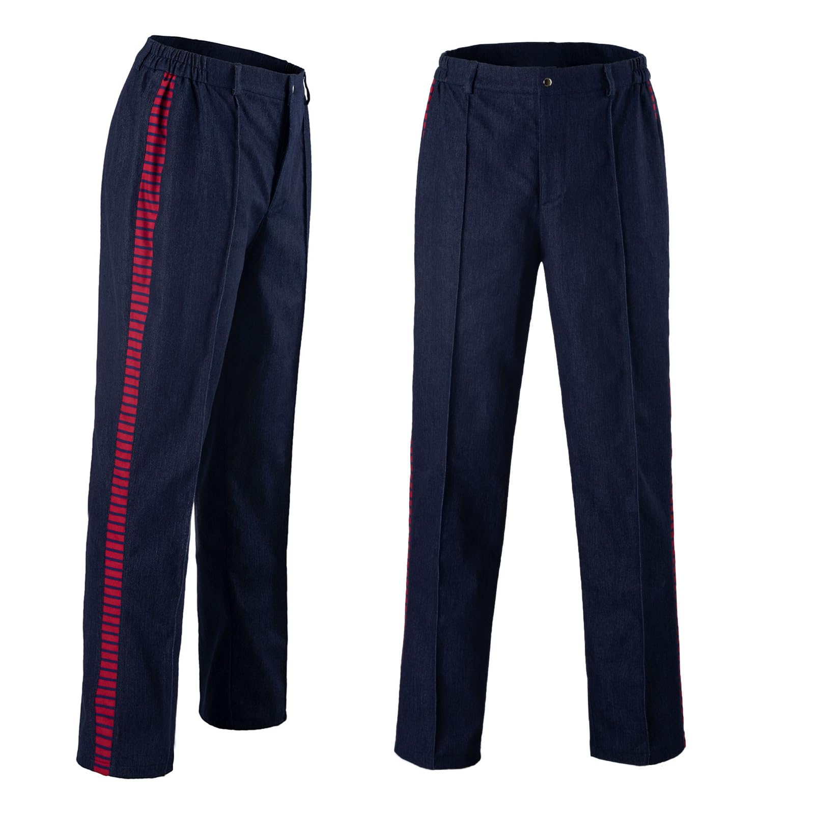 Photo 1 of CosFantasy Mens Red Striped Pants Han Solo Pants Halloween Costume Straight Cut Jeans Light Weight Size L