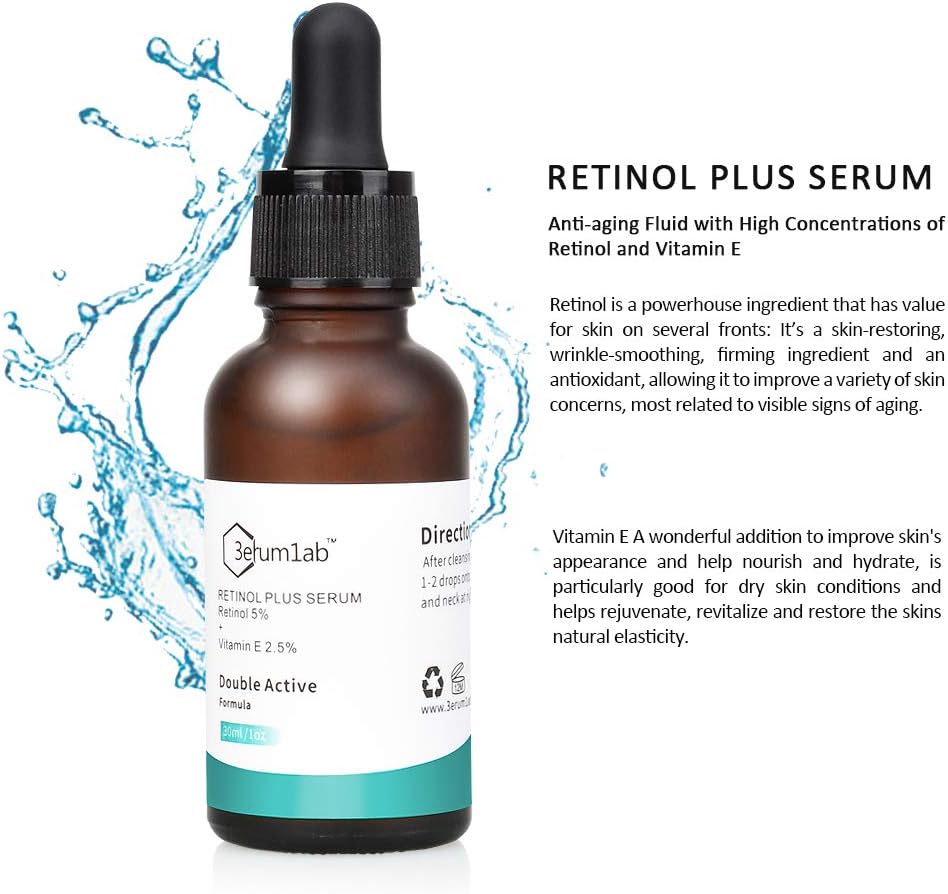 Retinol Serum High Strength for Face and Skin Unique Double Active Ingredients of 5% Retinol & 2.5% Vitamin E - Image 3