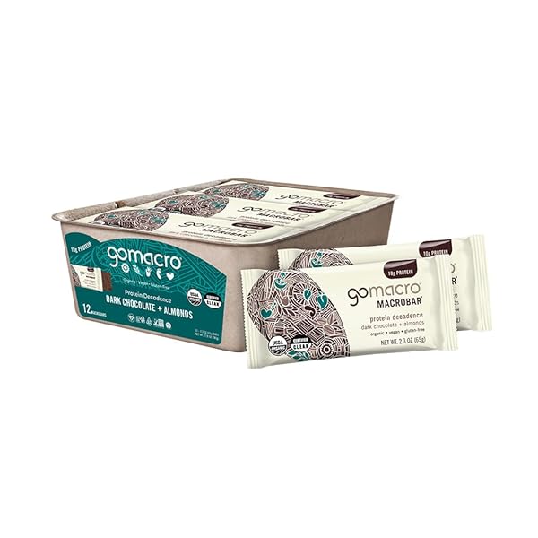 GOMACRO MACROBAR ORGANIC VEGAN PROTEIN BARS – DARK CHOCOLATE + ALMONDS