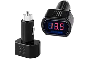 MUQIDA 2PCS Car LED Cigarette Lighter Voltmeter, DC 12V-24V Vehicle Cigarette Lighter Digital Voltage Meter, Digital Display 