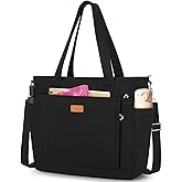 SDYSM Canvas Tote Bags for Women with Zipper and Compartments Large Waterproof Shoulder Crossbody Bag for College Work Beach