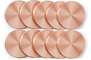SUPERBOBI Lot of 10 Copper Round Disc Blanks, 1 1/4" Dia. x 1/8" Thick (.125) Copper Metal Round Plate