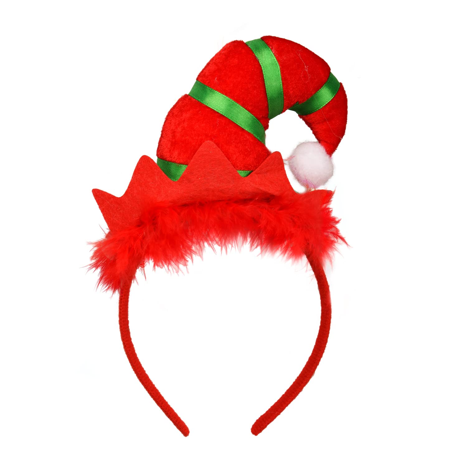 NAUZE Red Elf Headband Christmas Headwear Headbands Elf Party Hats Hair Hoop Party Favors (Red)