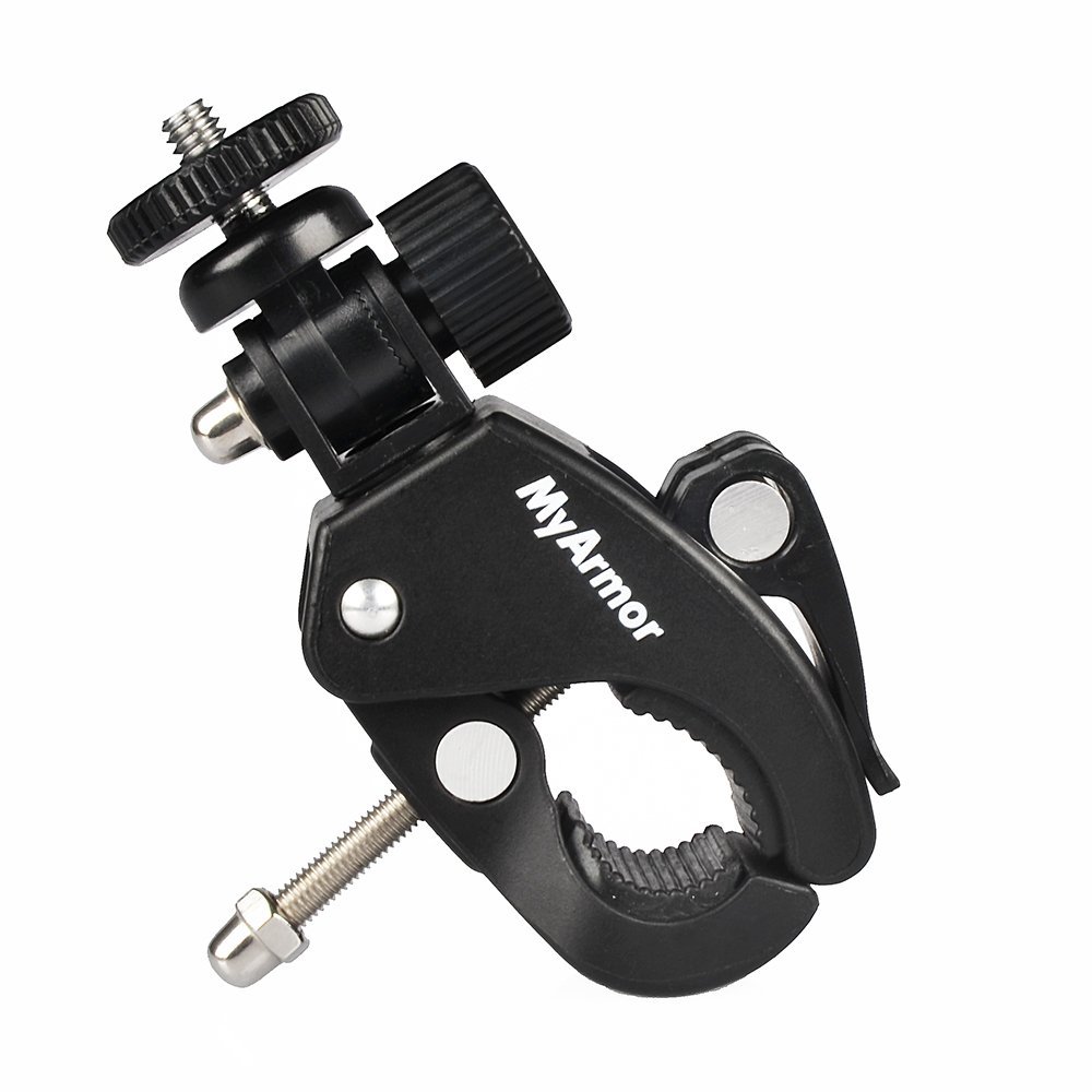 HYCKee MF17 Universial Quick Release Pipe Clamp Mounts with 1/4 Threaded Head for Cameras, Music Stands, Microphone Stands, Motorcycles, Bikes - Black