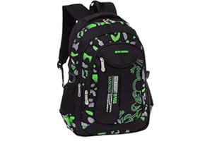 Camouflage Green Boys Backpacks for Middle School, Elementary School Bags Bookbags for Kids, Camouflage Boys Back Packs