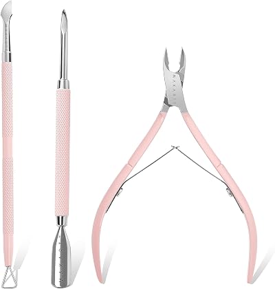 Makartt Cuticle Cutter with Pusher and Nipper 3 Pcs Set Stainless Steel