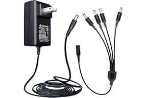 ANLINK Power Adapter AC 100-240V to DC 12V 2A (2000mA) & 4-Way Power Splitter Cable for CCTV Security Cameras/DVR/NVR/LED Strip Lights/Routers and More, UL/FCC/CE Certificated (6ft)