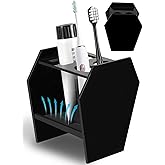 Gothic Decor Coffin Toothbrush Holders for Bathrooms - Black Acrylic Halloween Goth Bathroom Decor, Spooky Halloween 3 Slots Toothbrush and Toothpaste Holder, Halloween Decor Oddities and Curiosities
