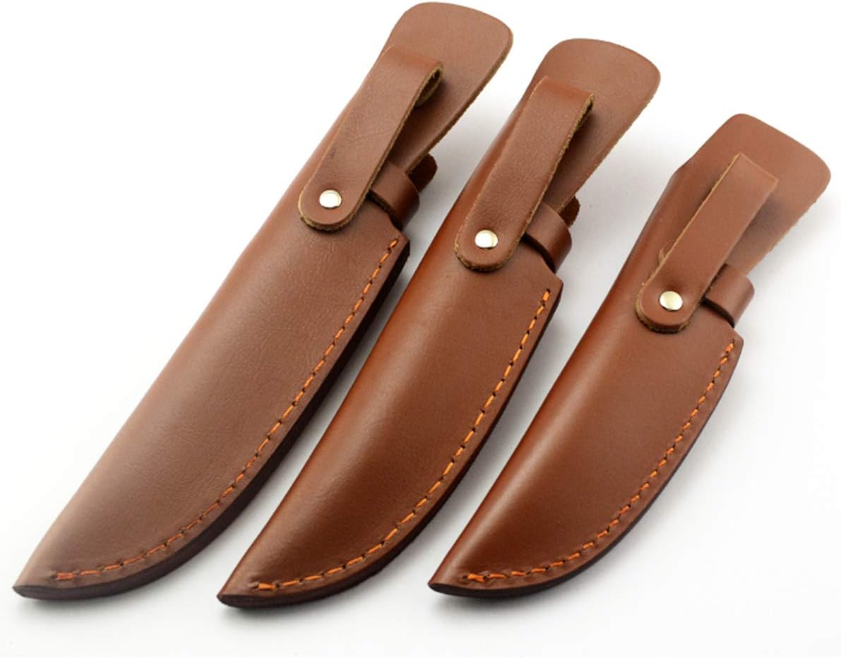 Leather Knife Sheath 5 inch Fixed Blade Pocket Knife Sheath Leather Case with Snap Closure Folding Knife Sheath Holder Belt Loop Case Leather Pouch - Image 5