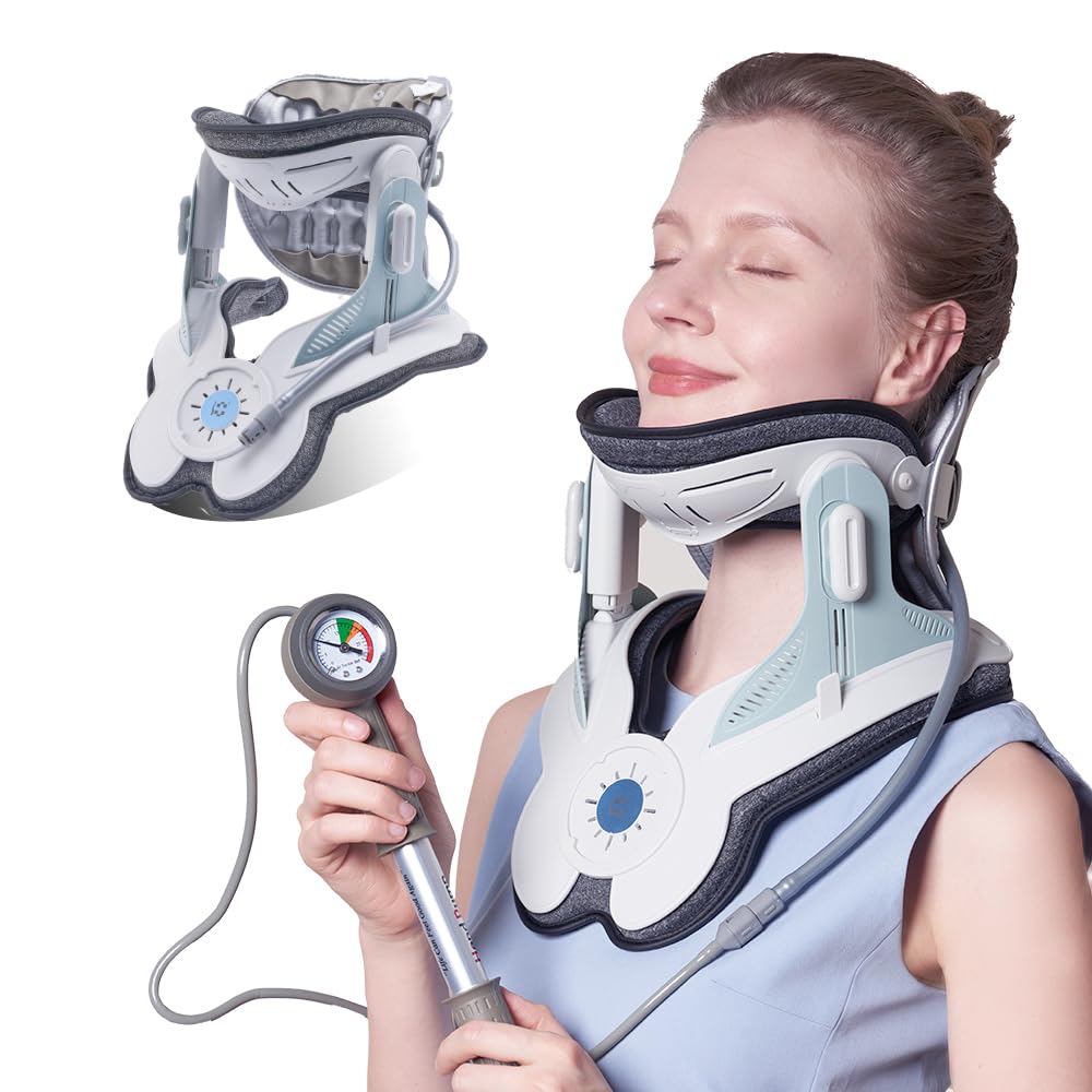 Photo 1 of Cervical Traction Device, Air Pump with 3 Power Traction, Built-in 8 Airbag, Neck Stretcher for Decompression and Tension Relief