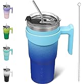 BJPKPK Tumbler With Handle 20oz Stainless Steel Insulated Tumbler Mugs With Lid And Straw For Women And Men,Sky