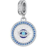 Peireara Evil Eye Charm 925 Sterling Silver Charms for Bracelets Evil Eye Beads Lucky Jewelry Hamsa Charm Evil Eye Jewelry Evil Eye Gifts for Women