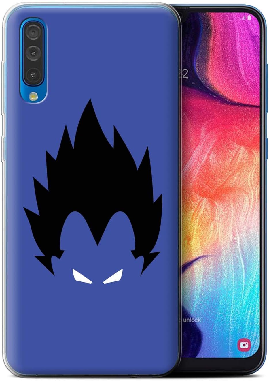 Phone Case for Samsung Galaxy A50 2019 Anime Fighters Vegeta Inspired Design Transparent Clear Ultra Soft Flexi Silicone Gel/TPU Bumper Cover