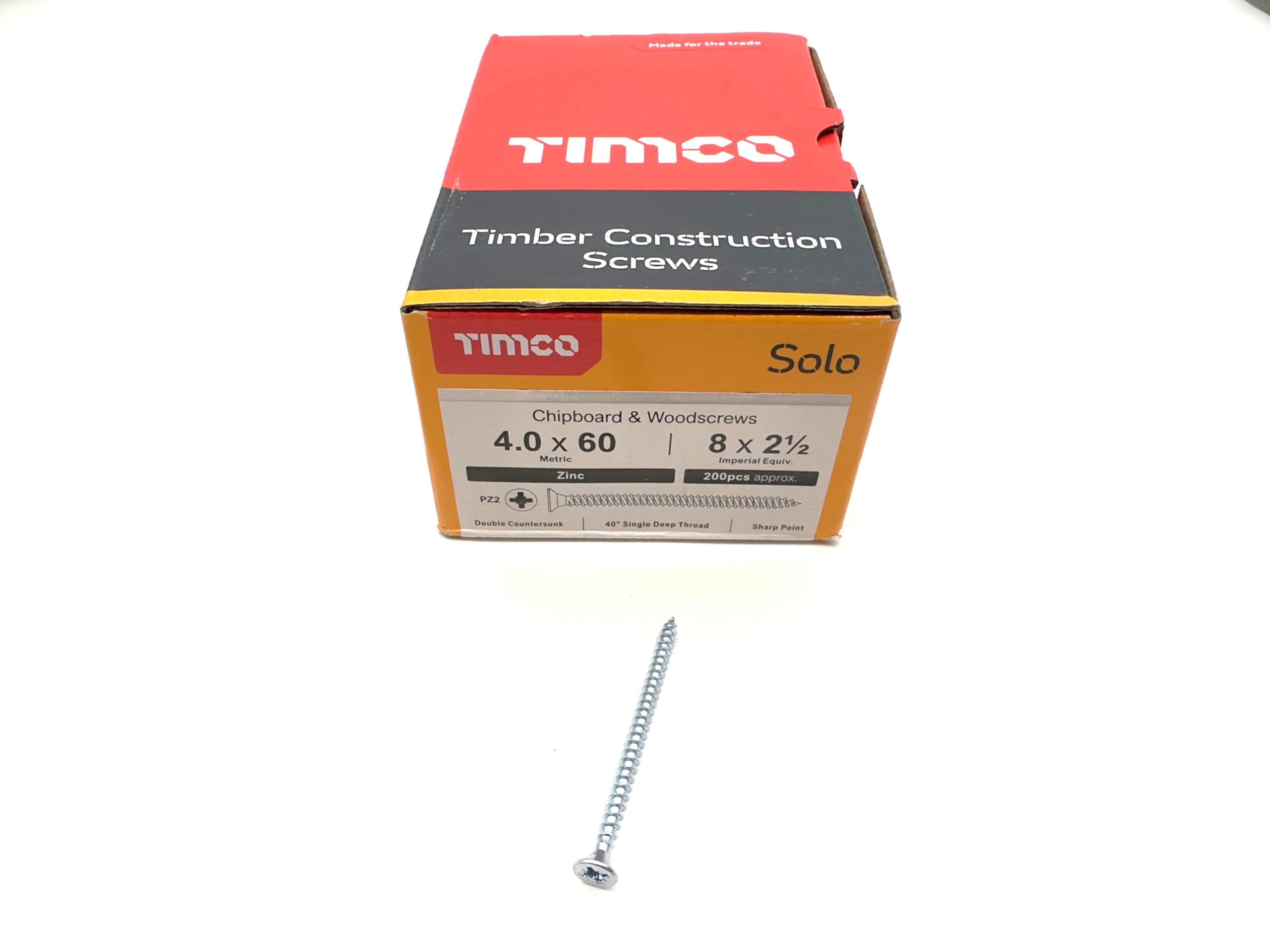 200 Pcs Silver Wood Screws Double Countersunk General Purpose (4mm x 60mm)