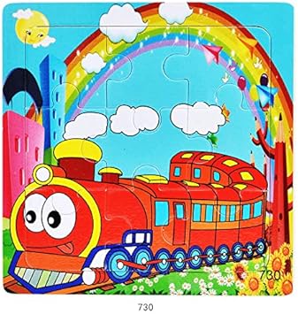 Tiny Souls Wooden Puzzle Red Train and Rainbow