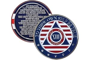MYRECOVERYSTORE Stars and Stripes Alcoholics Anonymous Chip with 7th Step Prayer on Back Coin Capsule Included (Available in 1-50 Years)