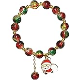 PKJAK Christmas Bracelet Beaded Bracelet for Women, Handmade Xmas Gift, Craft Glass Bohemian Stretch Bracelets, for Holiday Party Gifts Bag Filler