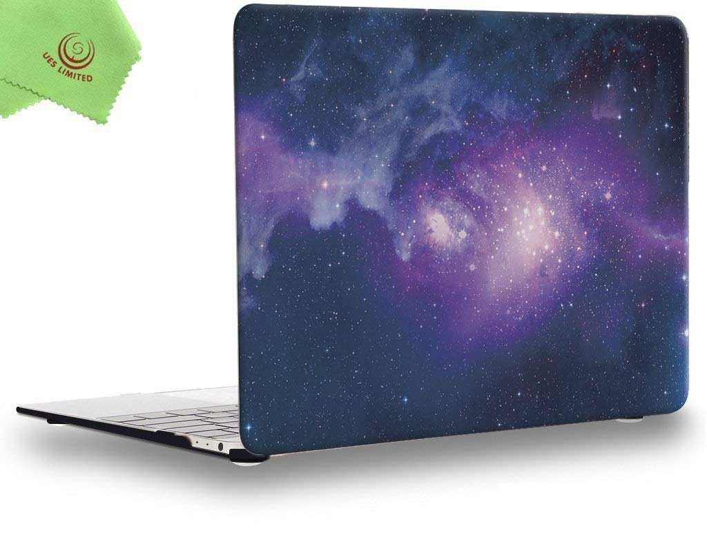 UESWILL Retina 12 inch Galaxy Pattern Hard Shell Case Cover Compatible with MacBook 12 inch (Model: A1534) + Microfibre Cleaning Cloth,Nebula/Purple โ image 1