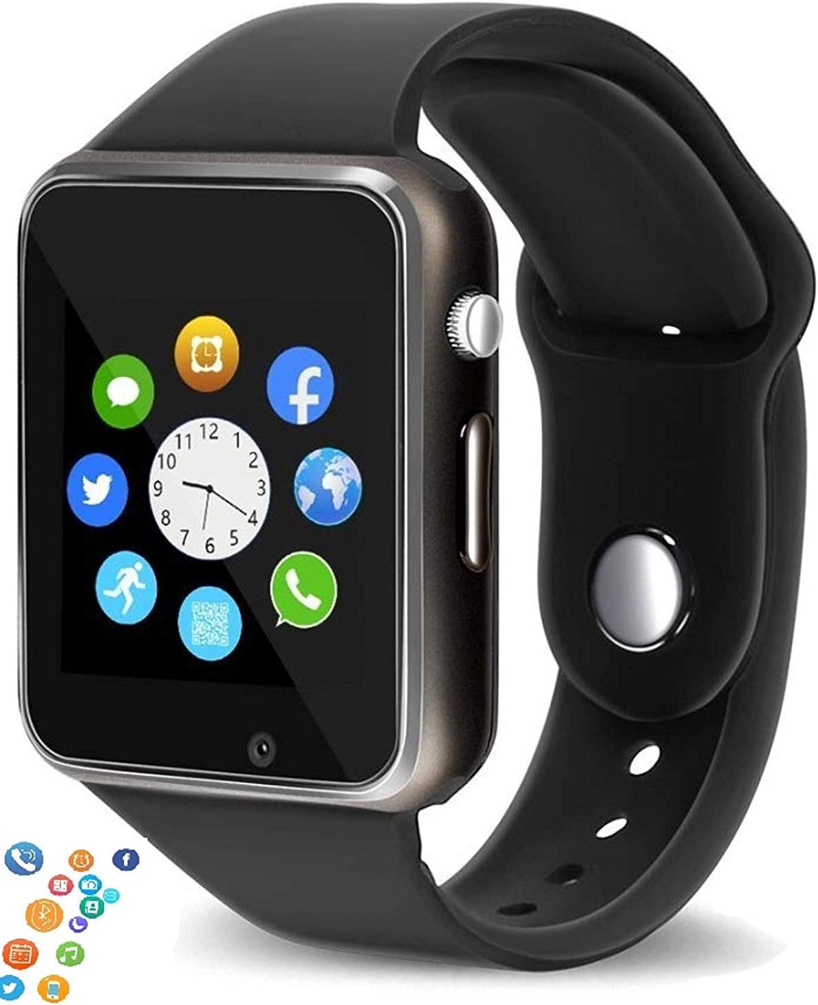 Ispite® Smart Watch A1 Black Bluetooth Smartwatch Watch Android with Camera/SIM Card Slot Sports Watch Compatible with All Mobile Phones for Mens | Boys and Girls (Black)