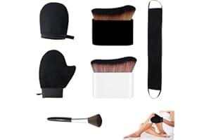 Tanning Mitt Set 3‑in‑1 Gold Black Set with Back Applicator and Body Brush, Reusable Waterproof Velvet Gloves for Even Sunles