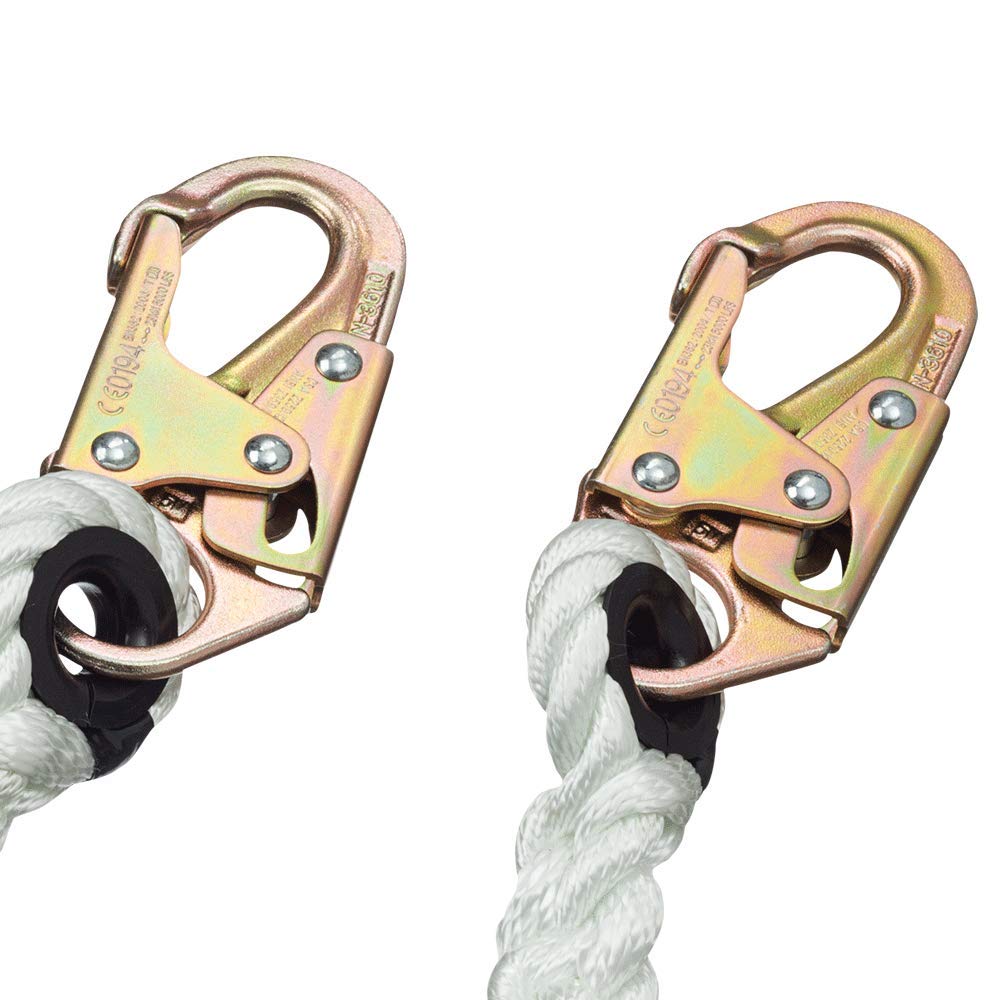 Peakworks Fall Protection Restraint Lanyard with Rope and 2 Snap Hooks, 3 ft. Length, White, V8151003: Industrial & Scientific