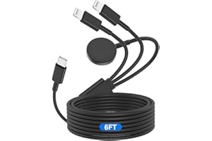 QZVOO Apple Watch Charger USB C for iPhone&Watch, Upgraded 3 in 1 iWatch Charger Fast Charging Cord 6ft, Magnetic iWatch Charging Cable for Apple Watch Series Ultra 9/8/7/6/SE/5/4/3 & iPhone 14/13/12-Black