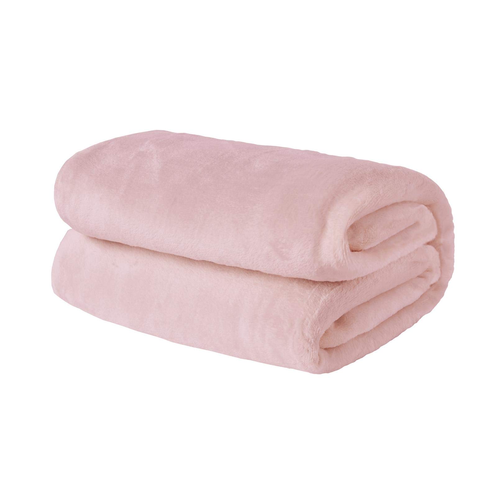Brentfords Throws for Sofas Pink Blanket, Gifts for Women Super Soft Cosy Warm Flannel Fleece Blanket for Bed Settee Valentines Decorations Fluffy Single Bed Throw, Blush Pink - 120 x 150cm — image 1