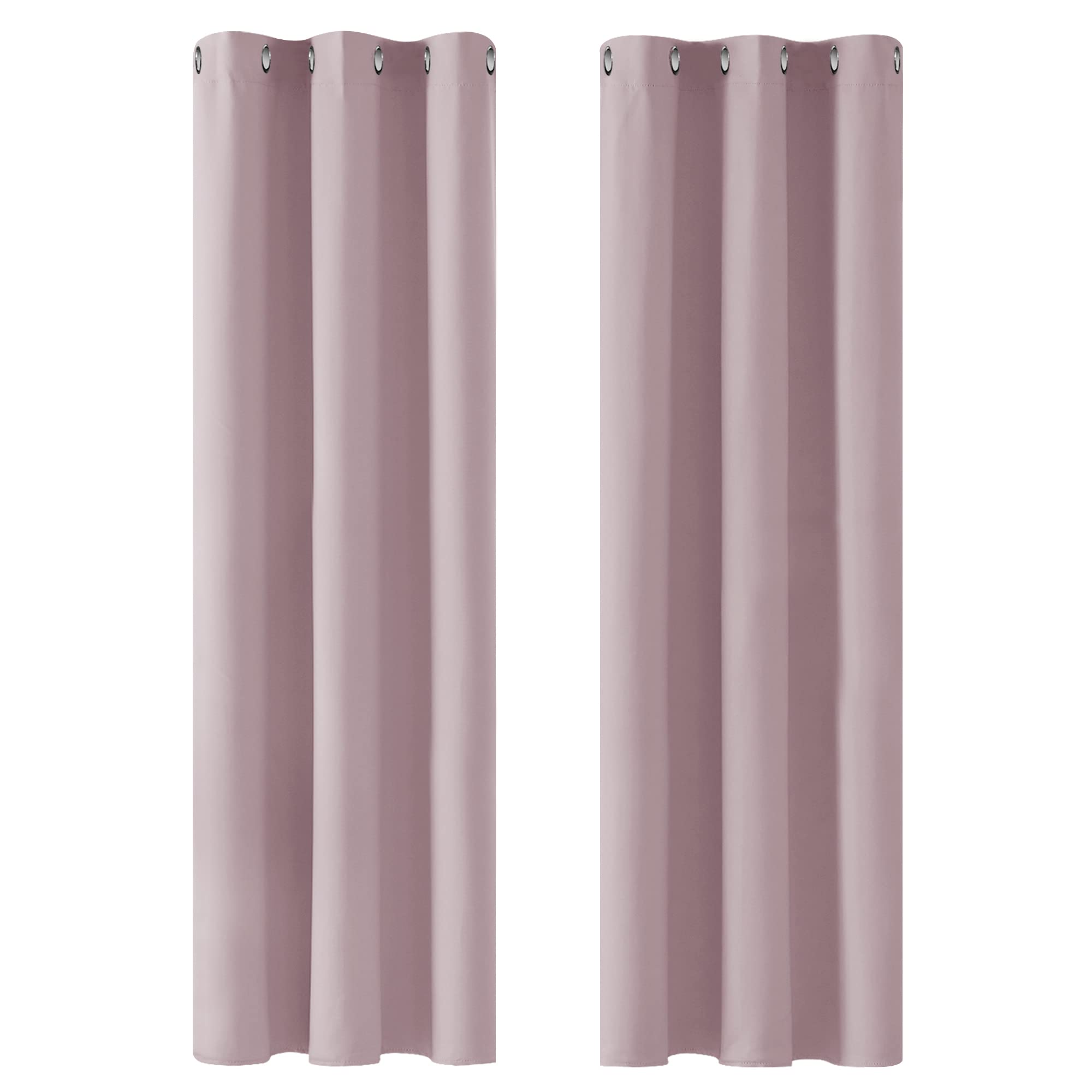 Deconovo Curtains Thermal Insulated Blackout Curtains Blackout Material Eyelet Curtains for Windows Baby Pink 42 x 90 Inch 2 Panels
