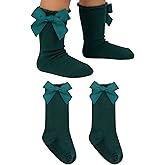 GJHJNSTG Baby Girl Knee High Socks with Big Bows, Toddler Non Slip Grip Socks, Infant Ruffle Cotton Long Stockings