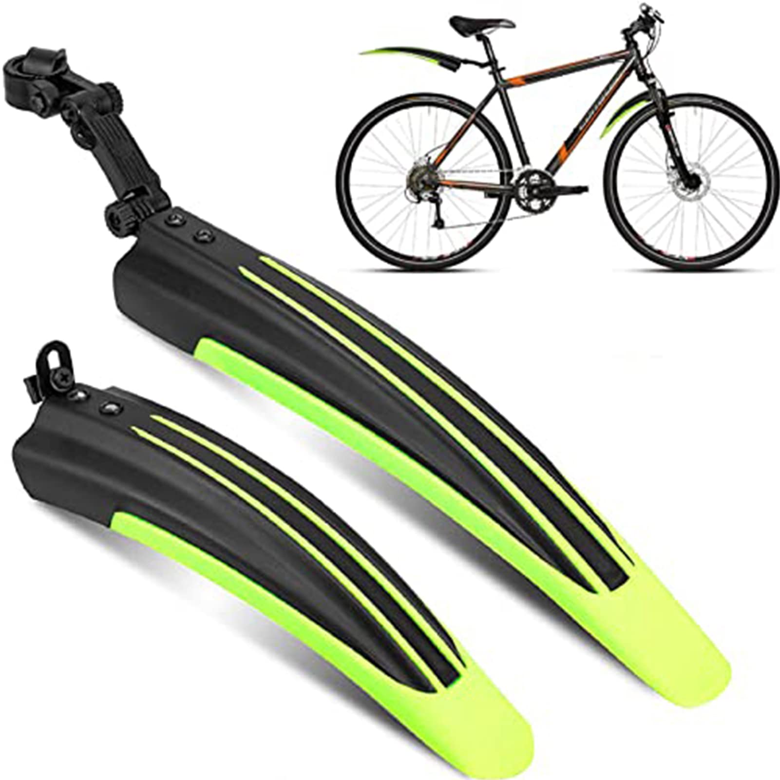 Bike Mudguard Set Bicycle Fender Mountain Front & Rear Mud Guard Universal Mudguard Bike Cycling Tires Fenders Full Cover Thicken Widen Adjustable Bike Mudflap fit for 20/22/24/26 inch MTB Road Bike