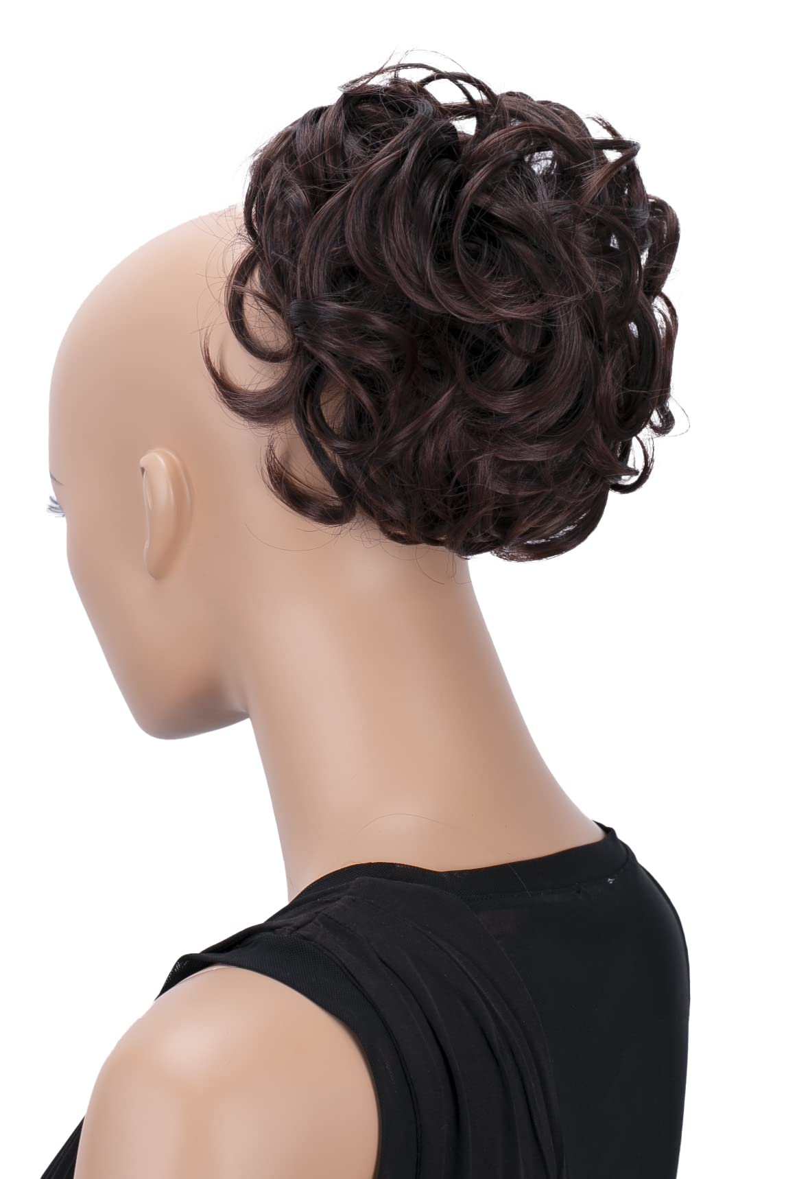 CAISHA Bun Hairpiece Ponytail Topknot Hepburn-Bun Scrunchie Updo Dark Brown Mix HK108