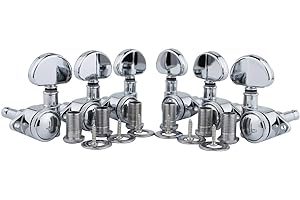 Guyker Guitar Locking Tuners (3L + 3R) - 1:21 High End Roto-Grip Rotomatic Lock String Tuning Key Pegs Machine Head with Big Handle Replacement - Chrome