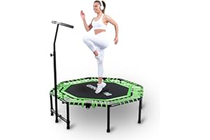 BLINWORLD Fitness Trampoline for Adults - 40"/48" 330 LBS Foldable Rebounder with Adjustable Foam Handle, Quiet Indoor Mini Workout Trampoline