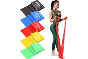 Meajax Ligas de Resistencia para Ejercicio, Bandas de Resistencia 5PCS, Banda Elástica Resistencia para Yoga, Pilates, Bandas Elásticas para Ejercicio, Entrenamiento en Hogar Gimnasio o Exteriores