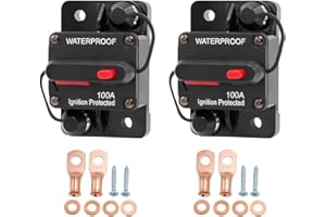 Zpana Car Circuit Breaker, 2PCS DC 12V-48V 100A Waterproof Vehicle Stereo Audio Electronic Battery Solar System Inline with Manual Reset Switch, Auto Accessories for Trolling ATV RV