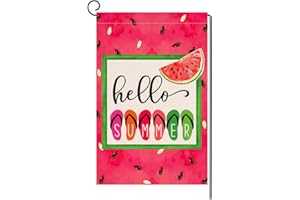 BLKWHT Summer Watermelon Garden Flag 12x18 Vertical Double Sided Colorful Slippers Holiday Outside Decorations Burlap Yard Flag BW334