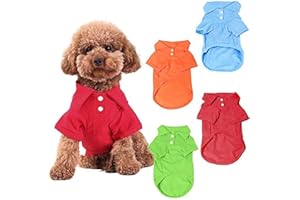 KINGMAS 4 Pieces Dog T-Shirt, Breathable Pet Shirts, Puppy Sweatshirt Dog Clothes Outfit Apparel Coats for Small Medium Dogs Cats (Blue, Green, Red, Orange) - Large