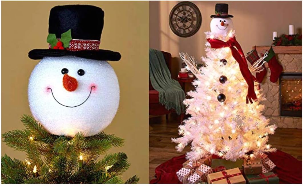 KNL Store Frosty Snowman Top Hat Christmas Tree Topper Decor Holiday Winter Wonderland Decoration