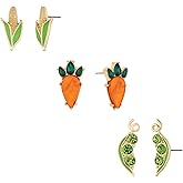 Madison Tyler Fun Cute Earrings for Women | Pizza Hot Hog French Fries Cherries Lemons Watermelon Garden Watering Bottle Sushi Corn Carrots Peas Earring Jewelry