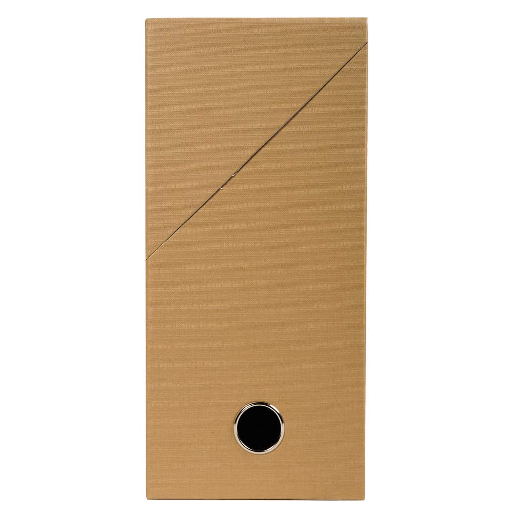 Exacompta - Ref 89428E - Canvas Transfer Box - 250 x 330mm in Size, Suitable for Storing A4 Documents, 120mm Spine, Metal Finger Hole, Spine Label - Tobacco