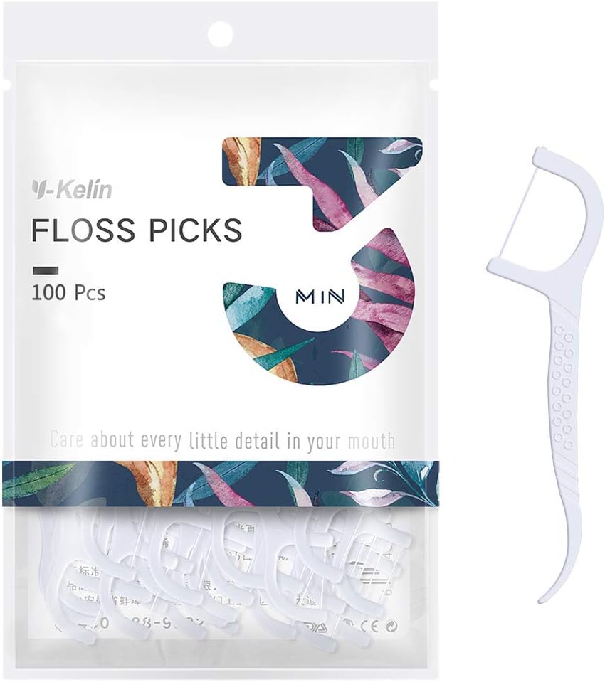 Y-Kelin Dental Floss-100 Pcs Floss Sticks Dental 2 in 1 Resistant Toothpick, Easy and Simple to Use Floss Picks