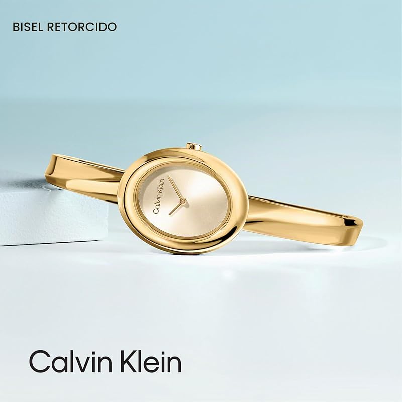 Reloj De Movimiento De Cuarzo De Dos Manecillas para Mujer Colección Twisted Bezel con Pulsera Rígida de Acero Inoxidable de Color Dorado - 25100056 — foto 5 de 8