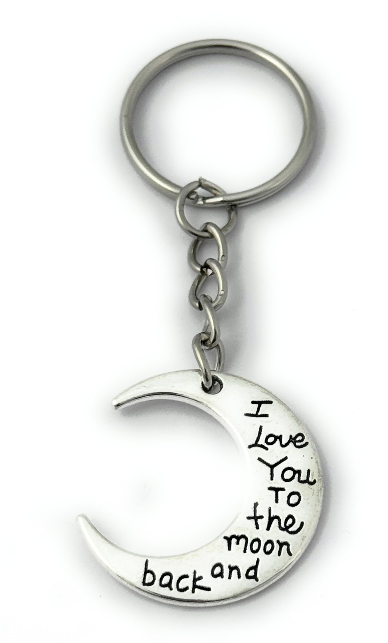 FizzyButton Gifts I Love You to the Moon and Back Keyring key Ring with Silver Tone Charm