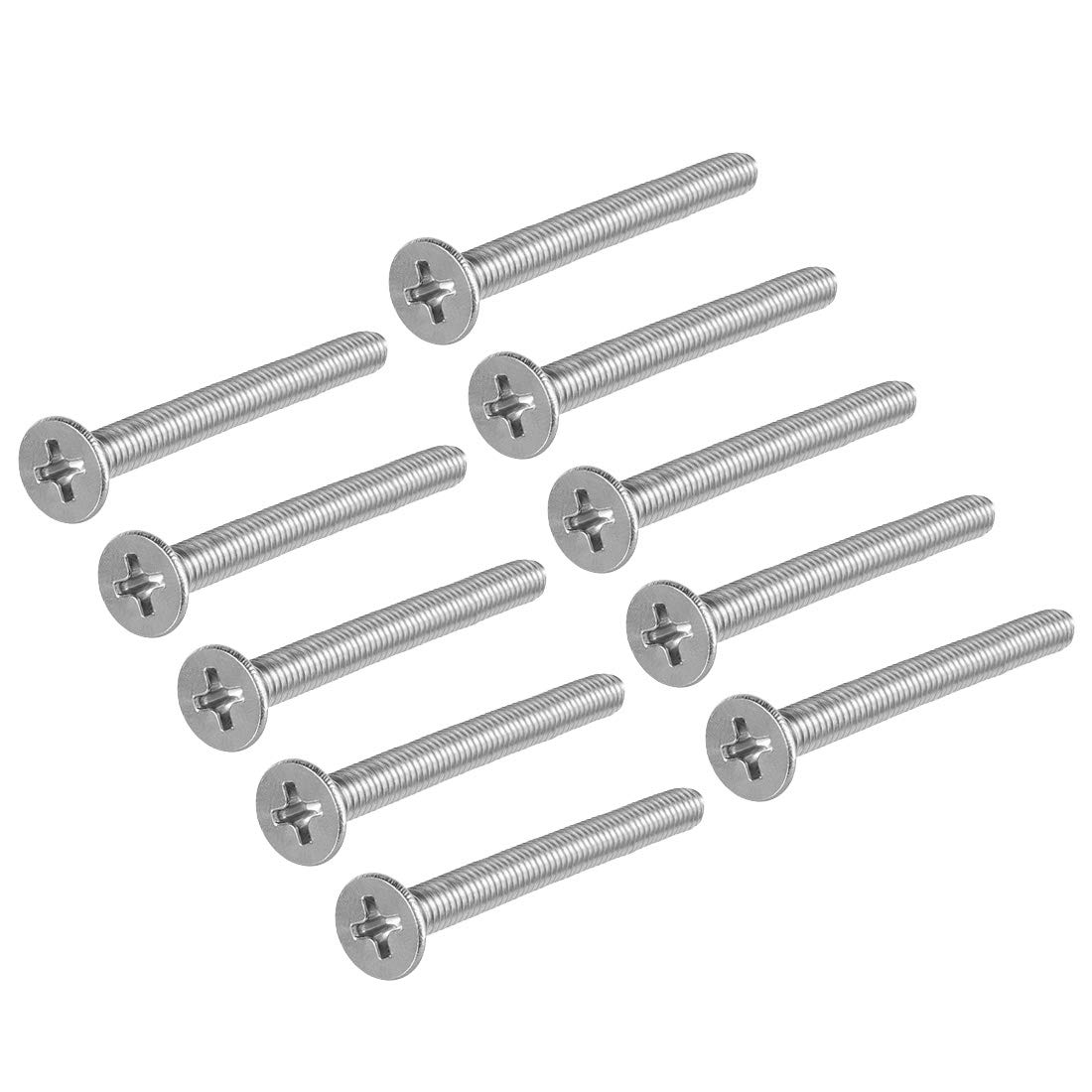 sourcing map M4x35mm Flat Head Machine Screws Phillips Cross Screw 304 Stainless Steel Fasteners Bolts 30Pcs