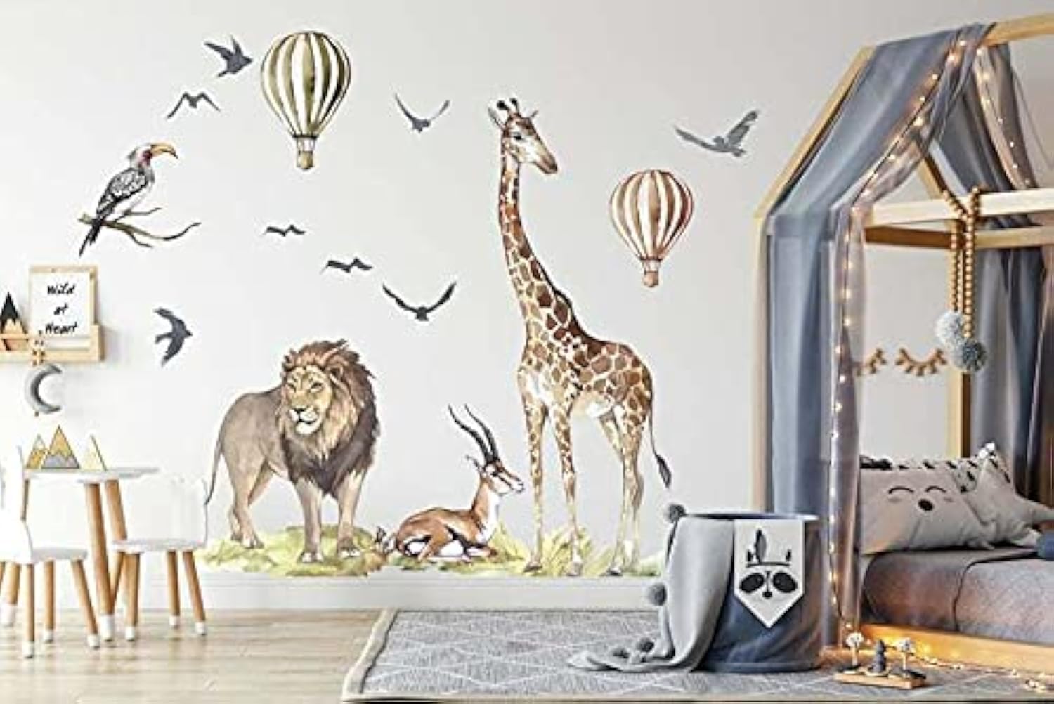 BelleImpression - Safari Animals Animals Big Wall Decal Stickers. Perfect for Nursery or Bedroom Decoration. Removeable Watercolour Stickers Suitable for Kids, Toddler or Children.