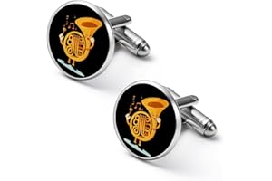 Groovy French Horn Musical Instrument Personalized Cufflinks Vintage Tie Clip Wedding Gifts for Father Grandfather Dad
