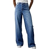 Mars power Women's Wide Leg Jeans High Waisted Baggy Straight Leg Loose Stretchy Casual Denim Pants